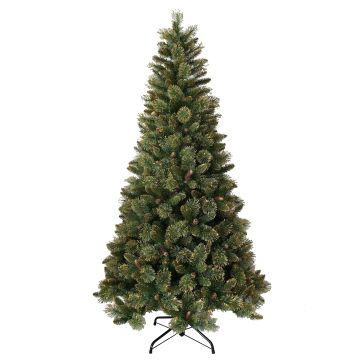Artificial fir TORRANCE SPEED, cones, green, golden tips, 6ft/180cm, Ø3ft/95cm