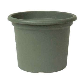 Round flowerpot VENERA made of recycled plastic, with holes, sage green, 7"/19cm, Ø10"/25cm Round flowerpot VENERA made of recycled plastic, with holes, sage green, 7"/19cm, Ø10"/25cm