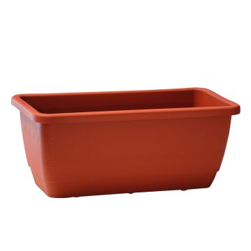Flower box URMINA made of plastic, with holes, terracotta, 19"x7"x6"/49,5x19x16,5cm Flower box URMINA made of plastic, with holes, terracotta, 19"x7"x6"/49,5x19x16,5cm