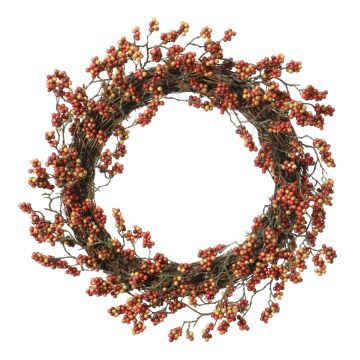 Artificial gaultheria wreath CALLAN, orange-red, Ø14"/35cm Artificial gaultheria wreath CALLAN, orange-red, Ø14"/35cm