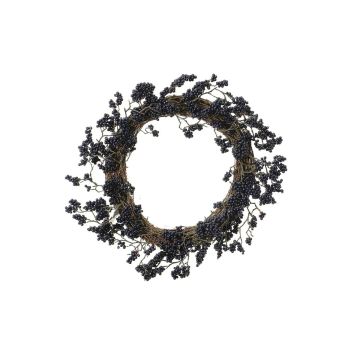 Artificial gaultheria wreath CALLAN, blue, Ø 14"/35cm