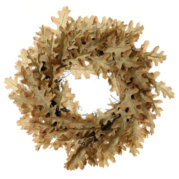 Artificial oak wreath DIANDO, beige-yellow, Ø24"/60cm Artificial oak wreath DIANDO, beige-yellow, Ø24"/60cm