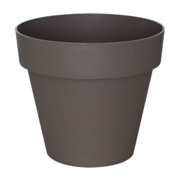 Round flowerpot VINAYA made of plastic, with holes, taupe, 12"/31cm, Ø14"/35cm Round flowerpot VINAYA made of plastic, with holes, taupe, 12"/31cm, Ø14"/35cm