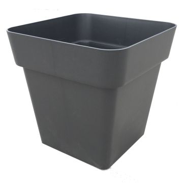 Square flowerpot VINAYA made of plastic, with holes, anthracite, 16"x16"x16"/40x40x40cm Square flowerpot VINAYA made of plastic, with holes, anthracite, 16"x16"x16"/40x40x40cm