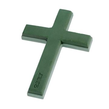 OASIS® Wet floral foam in cross shape, funeral floristry, ECObase rigid foam bottom, wooden sticks, green, 18"x12"x1.8"/46x31x4,5cm OASIS® Wet floral foam in cross shape, funeral floristry, ECObase rigid foam bottom, wooden sticks, green, 18"x12"x1.8"/46x31x4,5cm