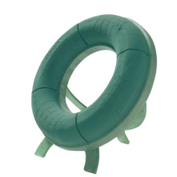OASIS® Wet floral foam Wreath, ECObase rigid foam bottom, wooden stand, green, 3.1"/8cm, Ø17"/42cm