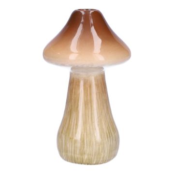 Flower vase RATBURGA, mushroom shape, ceramic, brown-beige, 16cm, Ø9cm