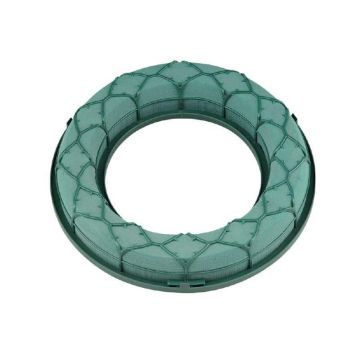 OASIS® Ideal Wet floral foam Ring with plastic bottom, mesh, green, 1.6"/4cm, Ø11"/27cm