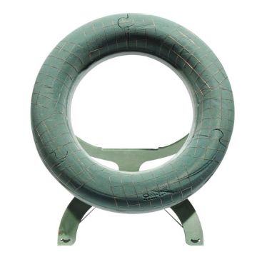 OASIS® Wet floral foam Ring, ECObase rigid foam bottom, wooden stand, wire mesh, green, Ø20"/52cm