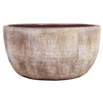 Fruit bowl made of ceramic KAMUNI, vertical stripes, grey-green, 5.5"/14cm, Ø11"/27cm