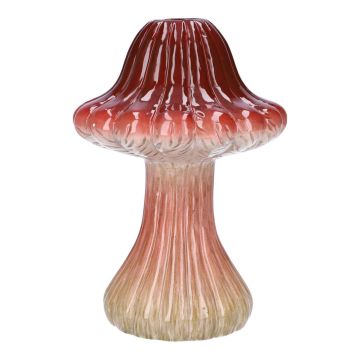Flower vase RICHLINDE, toadstool, ceramic, grooves, dark red-beige, 21cm, Ø15cm Flower vase RICHLINDE, toadstool, ceramic, grooves, dark red-beige, 21cm, Ø15cm