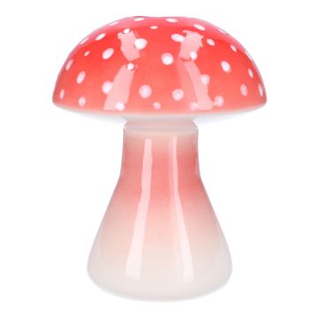 Toadstool ceramic vase SEBALDE, red-white, 21cm, Ø16cm