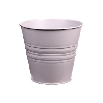 Round plant pot MICOLATO with grooves, zinc, taupe, 6"/16cm, Ø7"/18,5cm