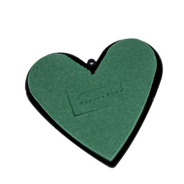 OASIS® Ideal Wet floral foam Heart, wedding decoration, plastic base, suspension eye, green, 5.5"x4.7"x1.4"/14x12x3,5cm