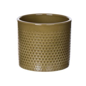 Ceramic plant pot CINZIA, dot pattern, khaki, 4.8"/12,3cm, Ø5.3"/13,5cm Ceramic plant pot CINZIA, dot pattern, khaki, 4.8"/12,3cm, Ø5.3"/13,5cm