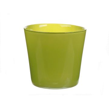 Plant pot ALENA, glass, apple-green, 4.9"/12,5cm, Ø5.2"/13,3cm