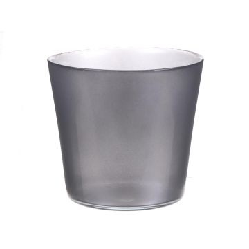 Plant pot ALENA SHINY, glass, shiny silver, 3.7"/9,5cm, Ø4.5"/11,5cm