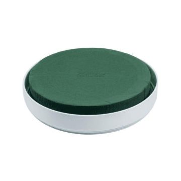 OASIS® Round wet floral foam in a bowl for arrangements, plastic bowl, green-white, 1.6"/4cm, Ø8"/20cm OASIS® Round wet floral foam in a bowl for arrangements, plastic bowl, green-white, 1.6"/4cm, Ø8"/20cm
