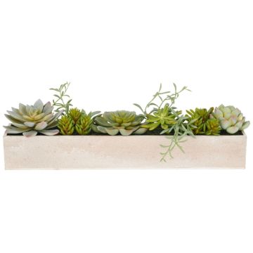Artificial arrangement of succulents TENTAR, cement bowl, green, 7"/18cm