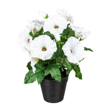 Artificial petunia VALMAR in decorative pot, white, 12"/30cm