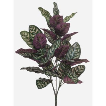 Artificial Calathea makoyana 'TROGAR' on a stake, green-violet, 28"/70cm Artificial Calathea makoyana 'TROGAR' on a stake, green-violet, 28"/70cm