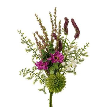 Artificial bouquet of marguerites, astilbes and snowballs LURZA, fuchsia, 12"/30cm