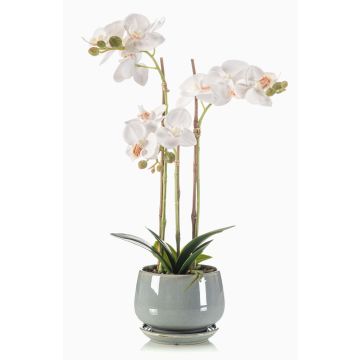 Artificial Phalaenopsis orchid JOLANA in a ceramic pot, white, 18"/45cm