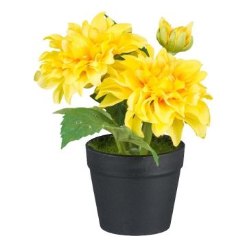 Artificial flower Dahlia TRULFER in decorative pot, yellow, 5.5"/14cm