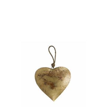 Metal Heart hanger DORANA, hanging cord, gold, Ø3.9"/10cm Metal Heart hanger DORANA, hanging cord, gold, Ø3.9"/10cm