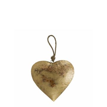 Metal Heart hanger DORANA, hanging cord, gold, Ø13cm