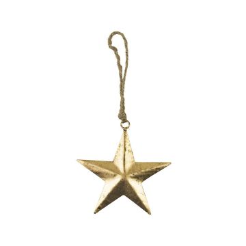 Metal Star hanger DORANA, hanging cord, gold, Ø12cm