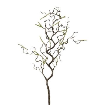 Artificial branch Hazel bush STERNLY with catkins, green-brown, 28"/70cm