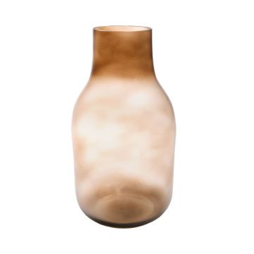 Bellied decorative glass vase RAIDON, orange-brown-clear, 12"/30cm, Ø9"/22cm