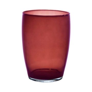 HENRY glass flower vase, round, red-clear, 20cm, Ø14cm