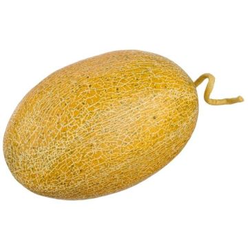 Artificial fruit: cantaloupe melon VIKTORIJA, yellow, 8"/20cm, Ø5.1"/13cm Artificial fruit: cantaloupe melon VIKTORIJA, yellow, 8"/20cm, Ø5.1"/13cm