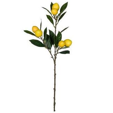 Artificial lemon branch ADRIANNA with fruit, yellow, 28"/70cm Artificial lemon branch ADRIANNA with fruit, yellow, 28"/70cm