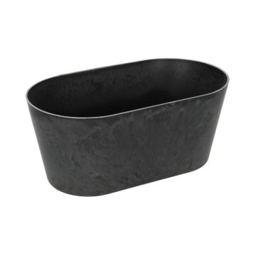 Oval plant bowl LIMANI made of plastic, black, 11"x6"x4.3"/27x15x11cm