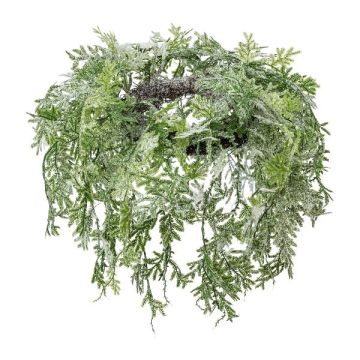 Artificial ceiling wreath Cypress SOVLI, frosted, white-green, Ø22"/55cm Artificial ceiling wreath Cypress SOVLI, frosted, white-green, Ø22"/55cm