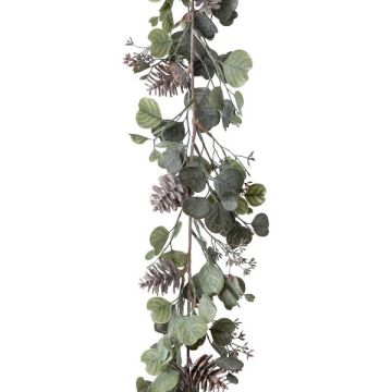 Artificial garland Eucalyptus SAFLOS, cones, flowers, grey-green, 6ft/175cm Artificial garland Eucalyptus SAFLOS, cones, flowers, grey-green, 6ft/175cm