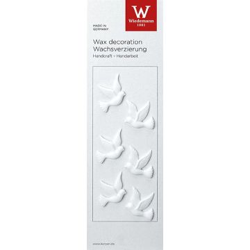 ARIANNA wax ornament – pair of doves, 3 pairs, white, 2.5 x 2 cm
