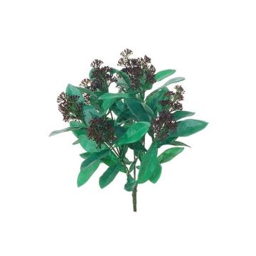Decorative flower Skimmia SAFRA with blossoms, spike, burgundy red, 16"/40cm