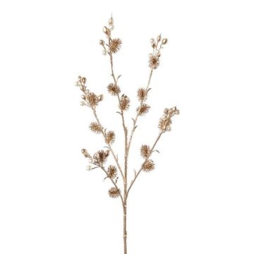 Decorative globe thistle branch FRONKA with pearls, champagne, 26"/65cm Decorative globe thistle branch FRONKA with pearls, champagne, 26"/65cm