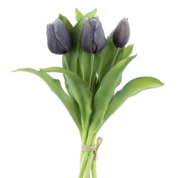 Artificial tulip bouquet LONA, black-white, 12"/30cm, Ø8"/20cm