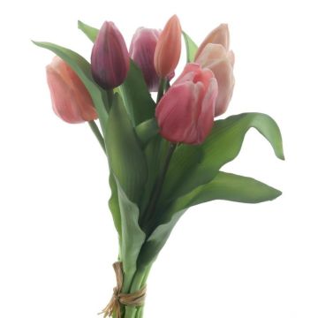 Artificial tulip bouquet LONA, pink-fuchsia-cream, 12"/30cm, Ø8"/20cm