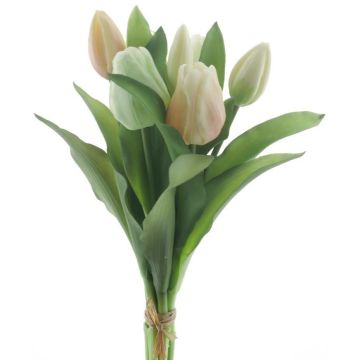 Artificial tulip bouquet LONA, yellow-cream-green, 12"/30cm, Ø8"/20cm