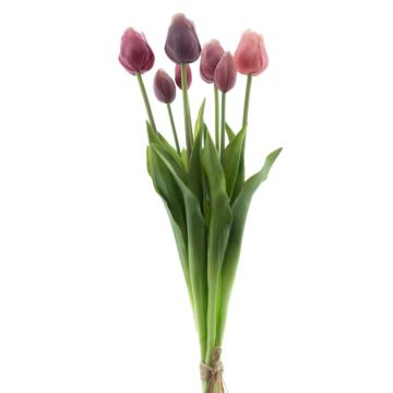 Artificial tulip bouquet LONA, pink-mauve, 18"/45cm, Ø8"/20cm