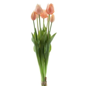 Artificial tulip bouquet LONA, peach-orange, 18"/45cm, Ø8"/20cm