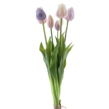 Artificial tulip bouquet LONA, purple-lilac-cream, 18"/45cm, Ø8"/20cm