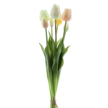 Artificial tulip bouquet LONA, yellow-cream-green, 18"/45cm, Ø8"/20cm