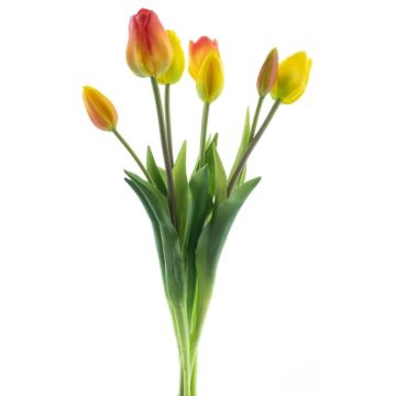 Artificial tulip bouquet LONA, yellow-orange, 18"/45cm, Ø8"/20cm